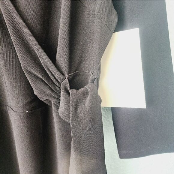 Boston Proper dress faux wrap little black dress - Picture 4 of 12